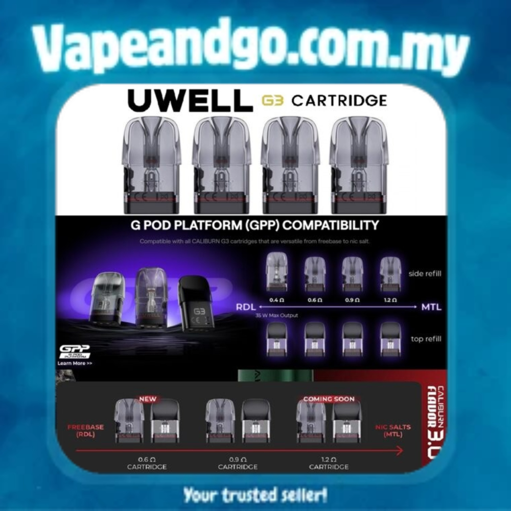 UWELL Caliburn G3 Cartridge - 0.6 / 0.9 / 1.2 Ohm Genuine Stock Buy Now -  Vape And Go