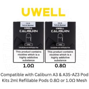 UWELL Caliburn A3 Cartridge - 0.8 / 1.0 Ohm Genuine Stock Buy Now - Vape And  Go