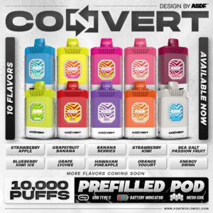 CONVERT 10000 PUFFS PREFILLED POD BY ASDF Genuine Stock Buy Now