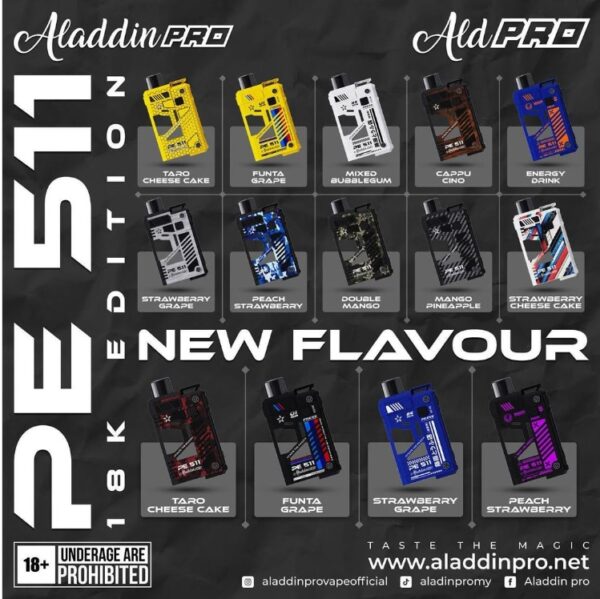 ALADDIN PRO PE511 18000 PUFFS Pre-Filled Cartridge Genuine Stock Buy Now - Image 2