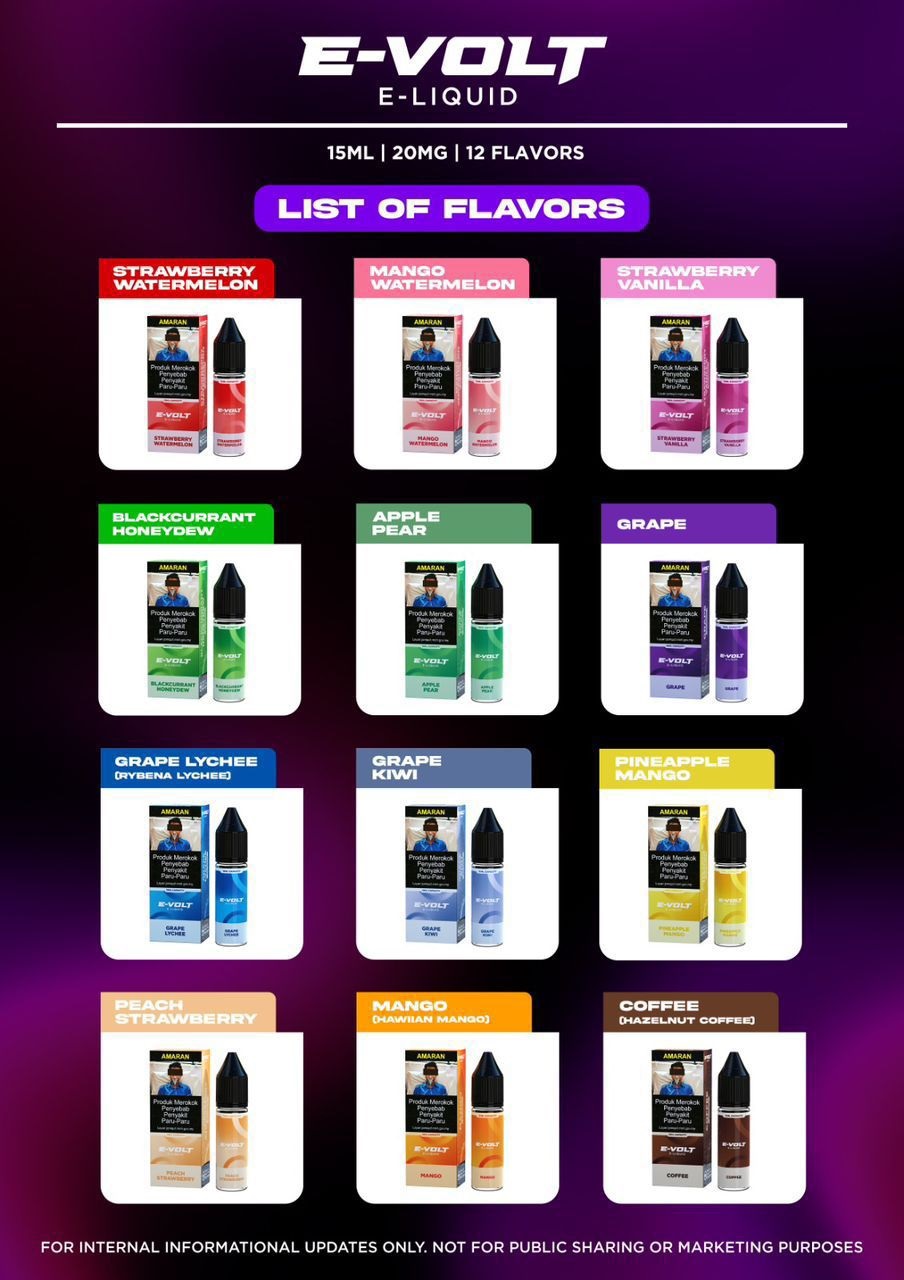 E-Volt E-Liquid By Voltbar 15ml 20mg Akta 852 Registered Genuine Stock Buy Now - Vape And Go